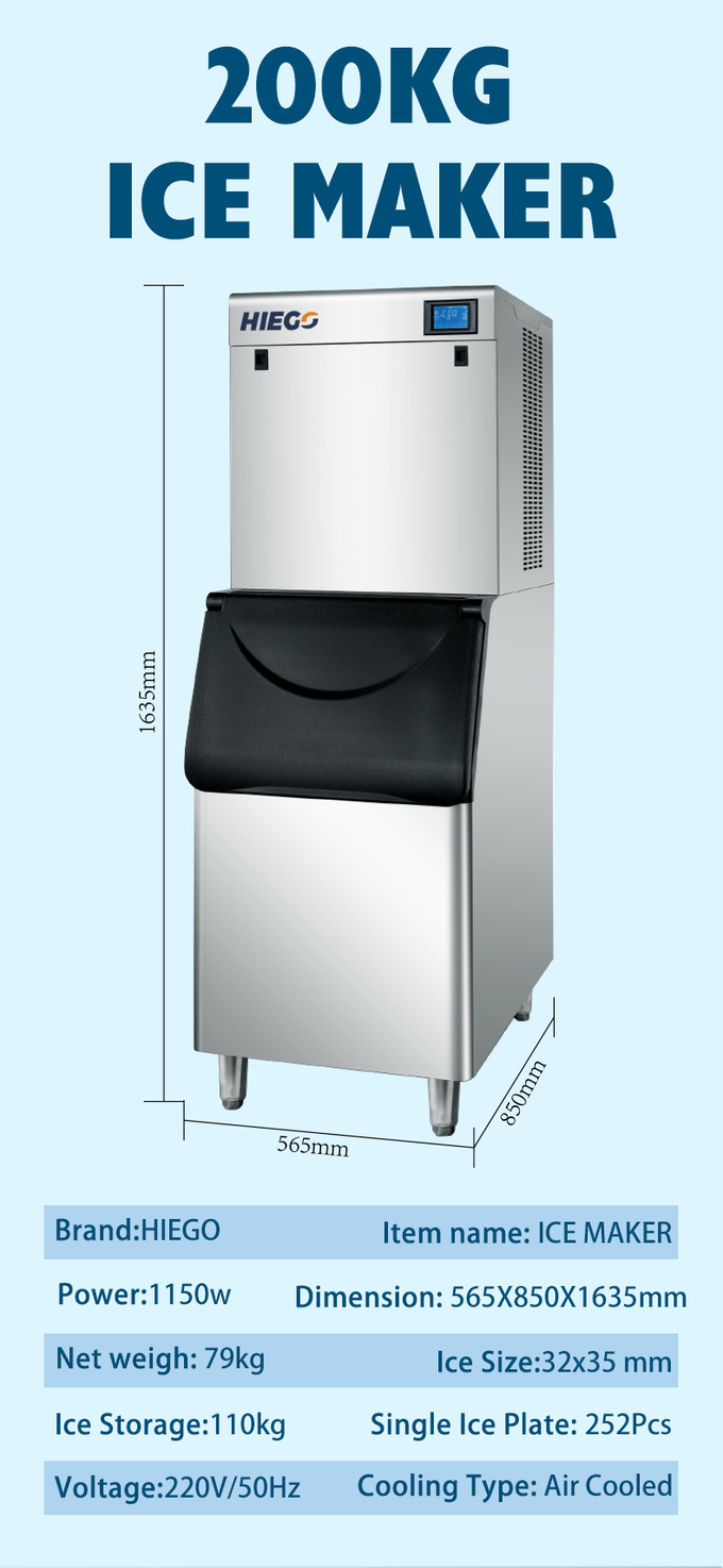 Handels-Crescent Ice Machine Automatic Crescent Kühlbox-Maschine 200KG /24H 11