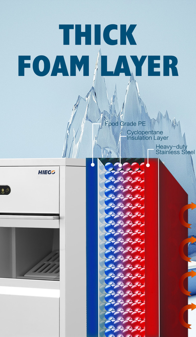 Frostfreie gewerbliche Nugget-Eismaschine 100 kg 700 W Kugel-Eiswürfelmaschine 3
