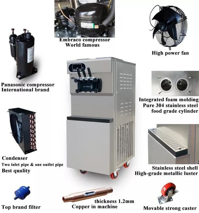58L/H Kommerzielle Eismaschine A Glace Air Cooling Italian Gelato Maker 11